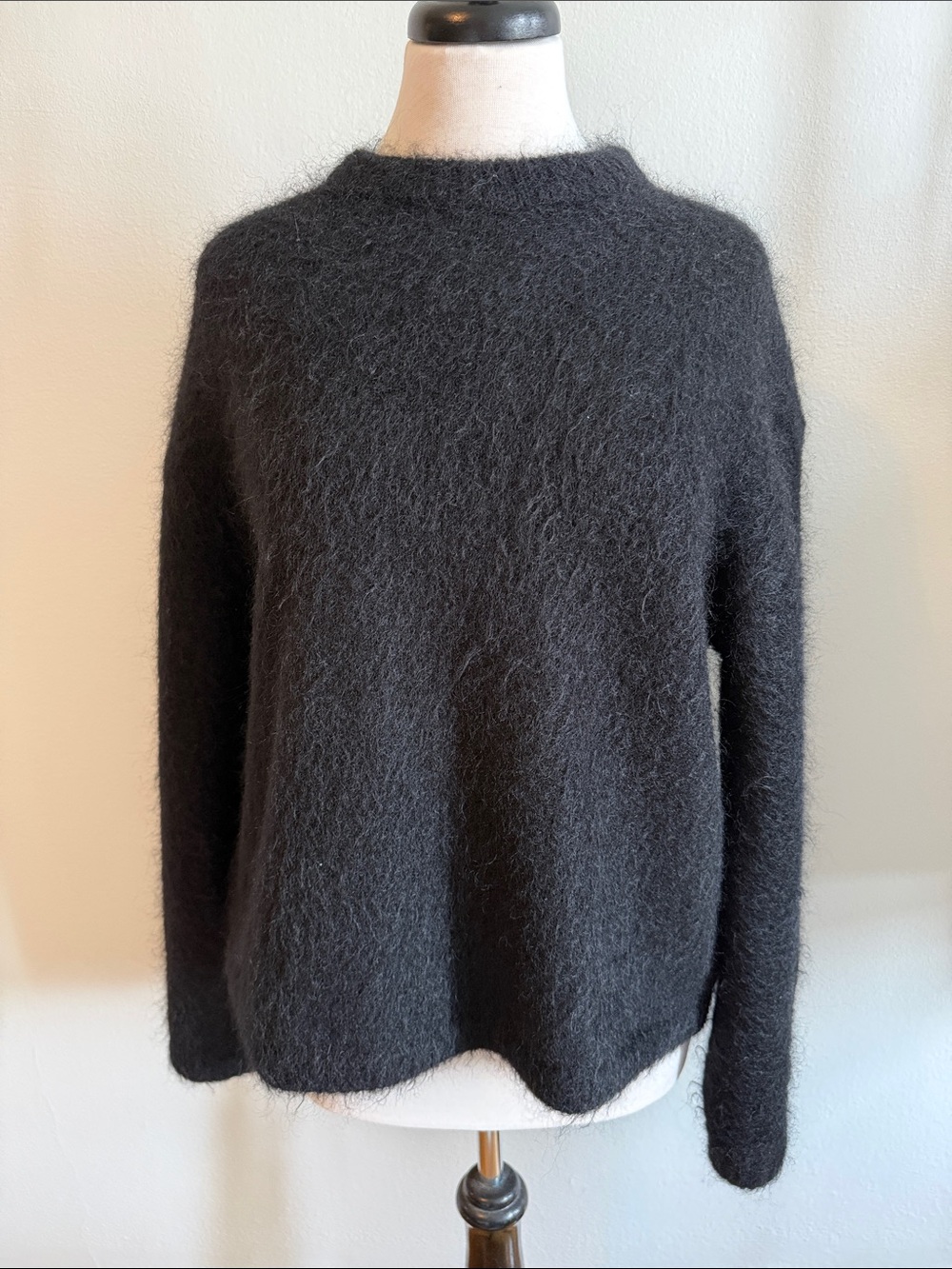 & Other Stories Black Fuzzy Crewneck Sweater